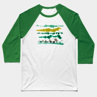 Watercolor Soft Nautical Lines Green Gold Baseball T-Shirt